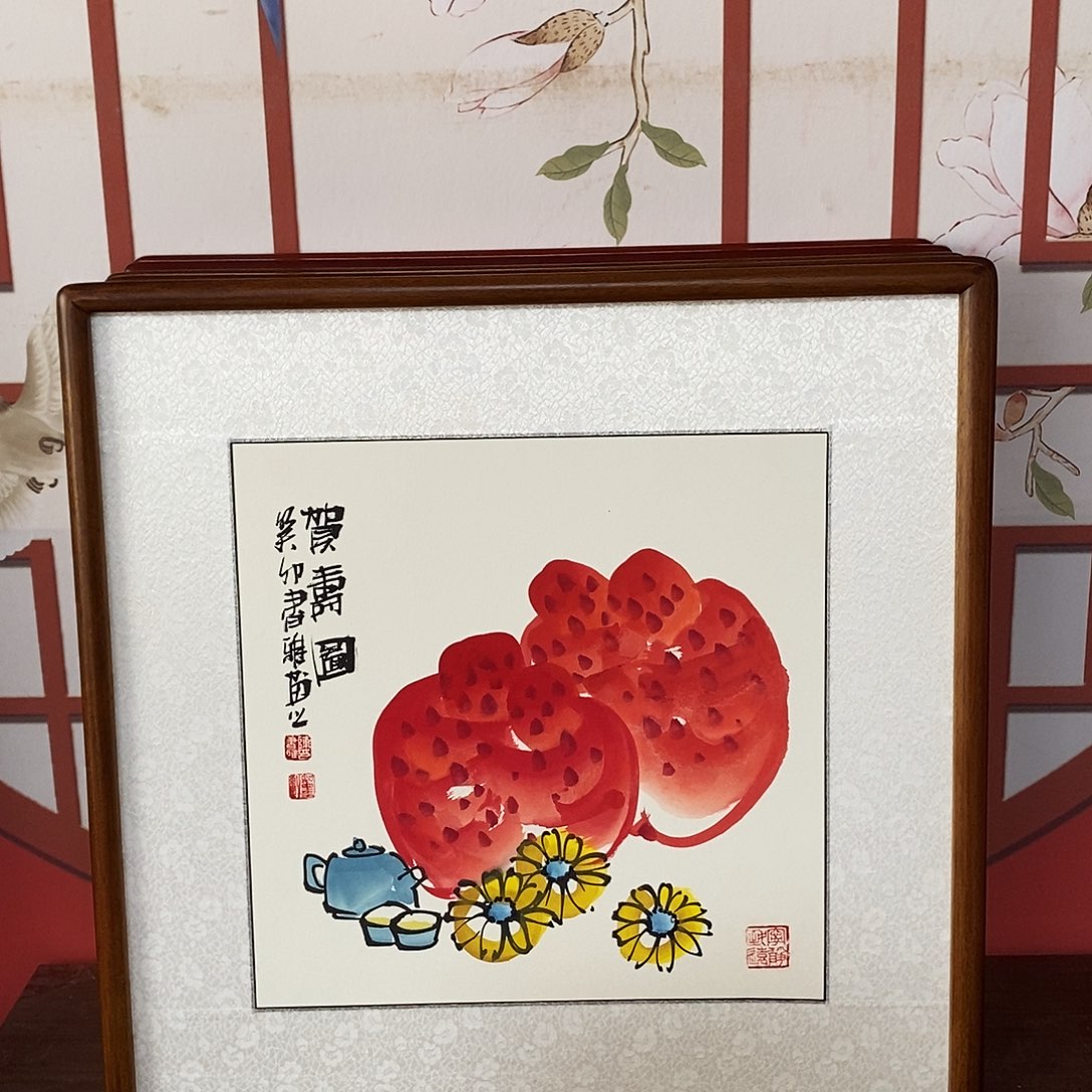 国画手绘国画作品外径尺寸52厘米包邮
