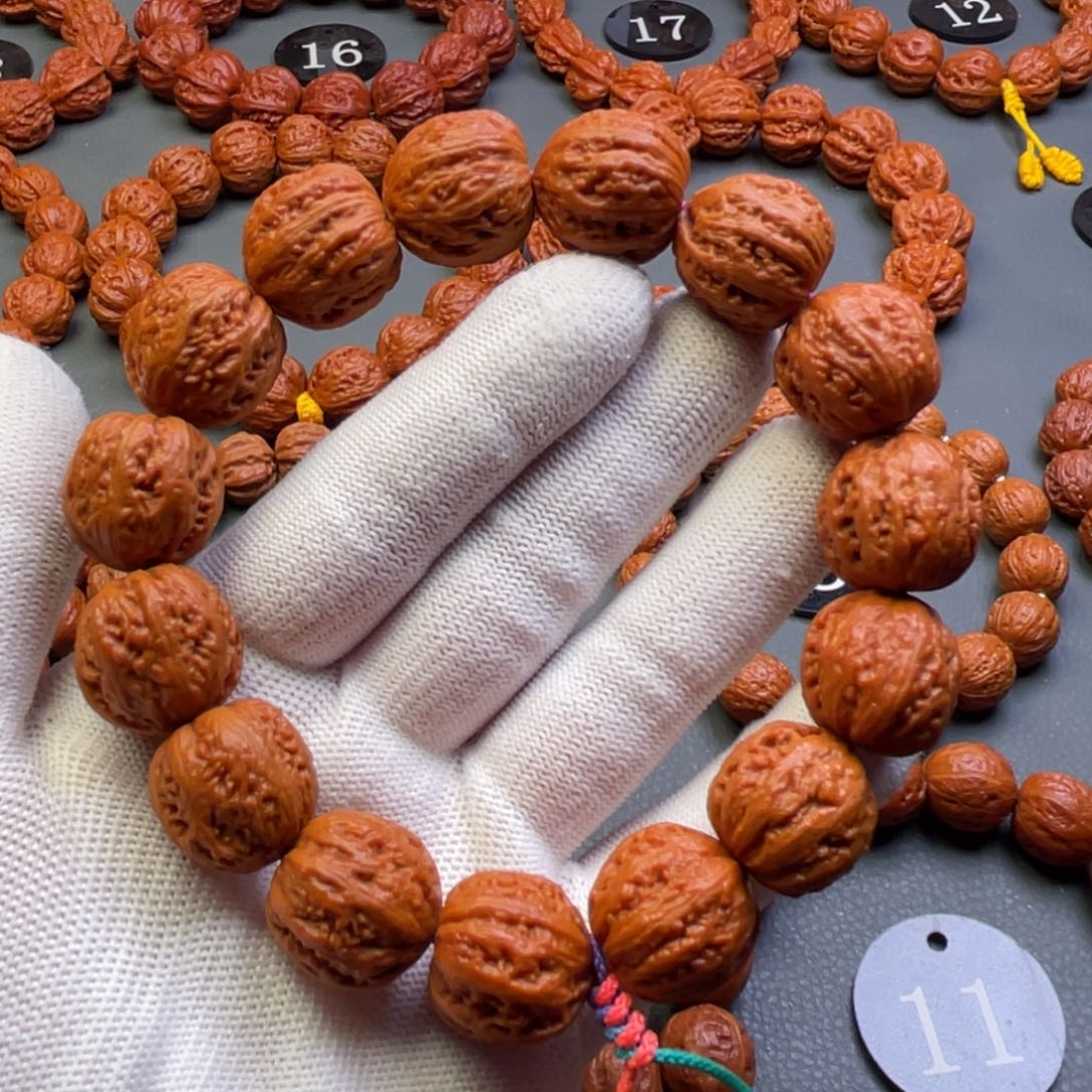 手串文玩核桃野生核桃麦穗纹京八棱秋子手持
