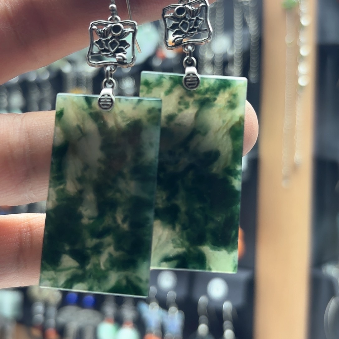 翡翠耳饰银S925镶嵌小****8