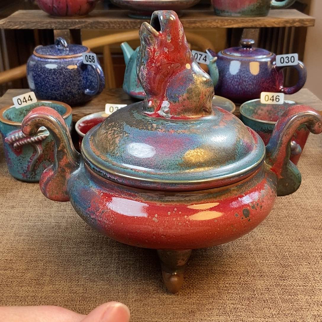 摆件善**下钧瓷茶壶茶具