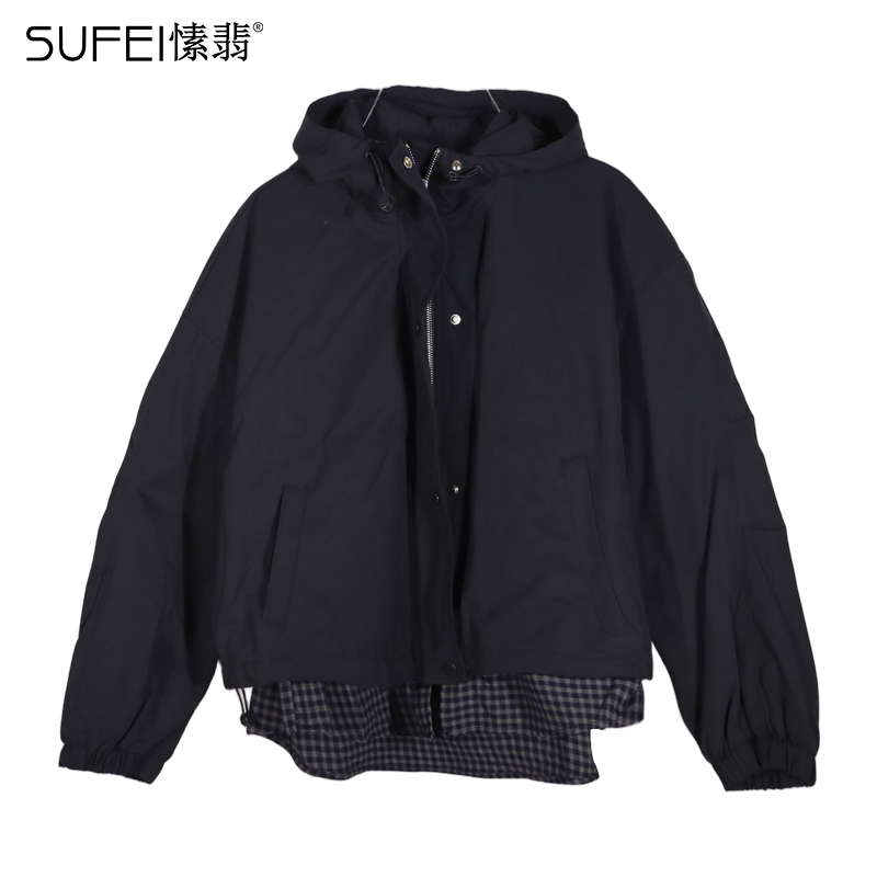 SUFEI/愫翡S54YR1637A 冬季新款简约格子边羽绒服 1637