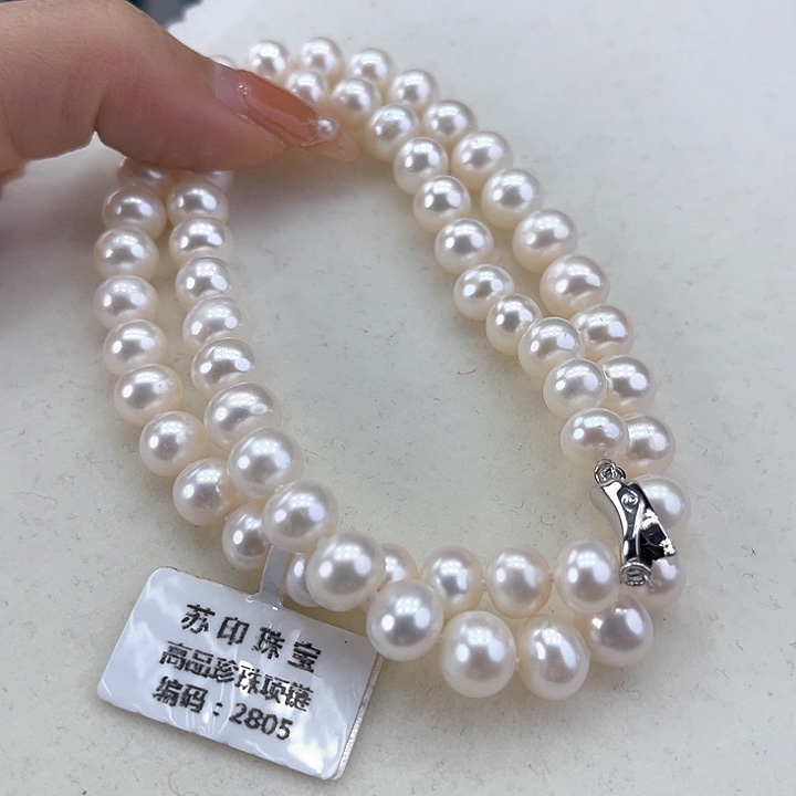 淡水珍珠颈饰银S925镶嵌8➕炫彩