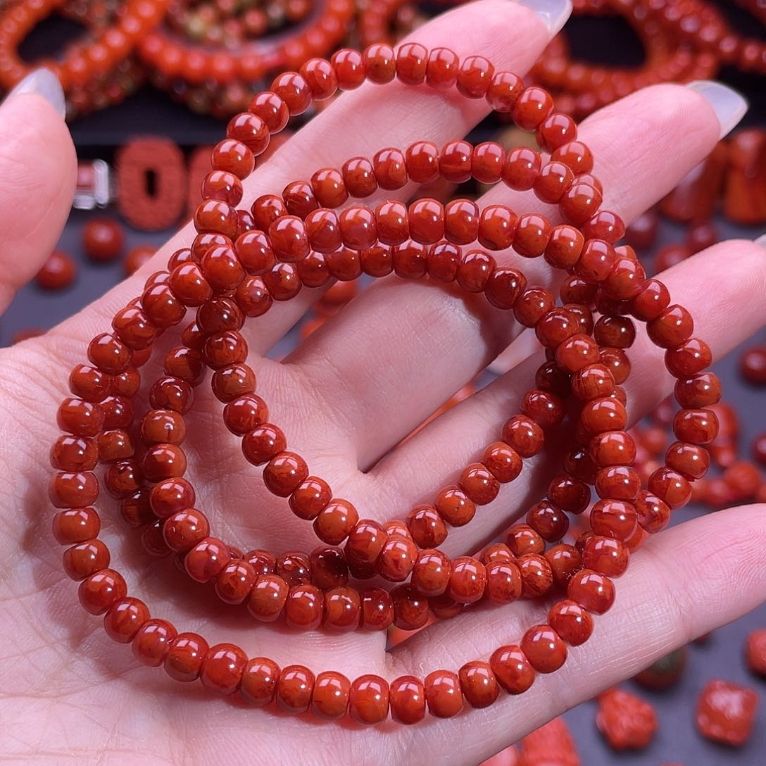 南红玛瑙未镶嵌火焰长串5➕