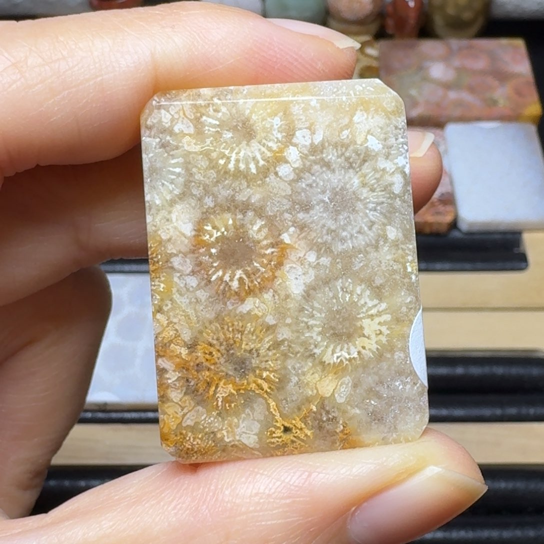 硅化玉水 晶花，手工牌未镶嵌