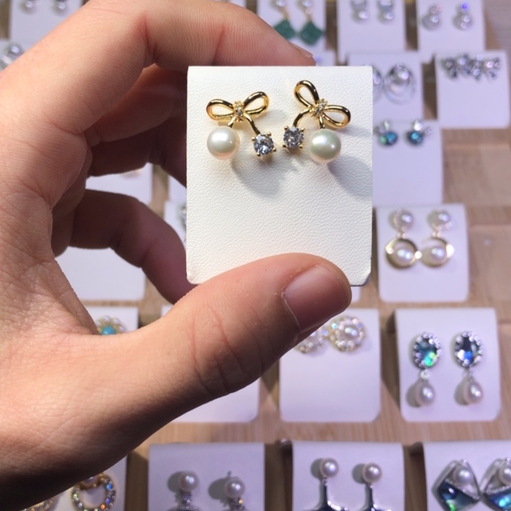 淡水珍珠耳饰银S925镶嵌