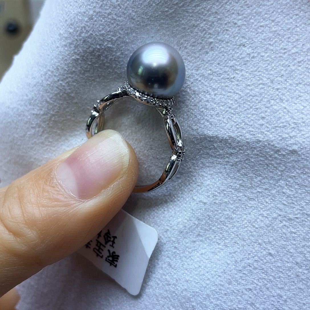 海水珍珠戒圈银S925镶嵌