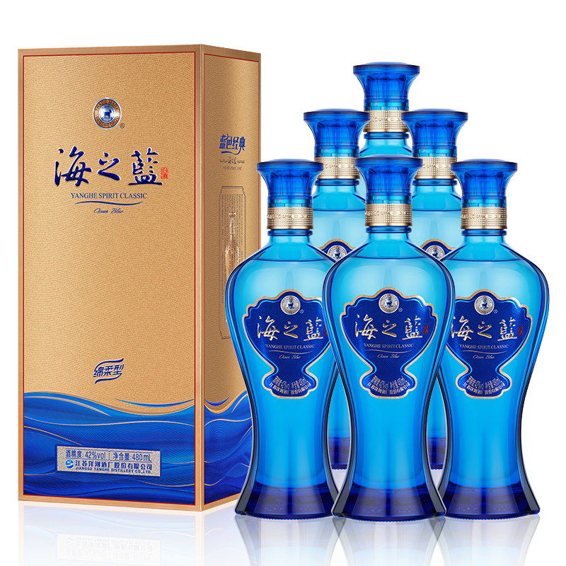 洋河【年货节专属】海之蓝42度480ML*6瓶 绵柔浓香型白酒 宴请送礼42度