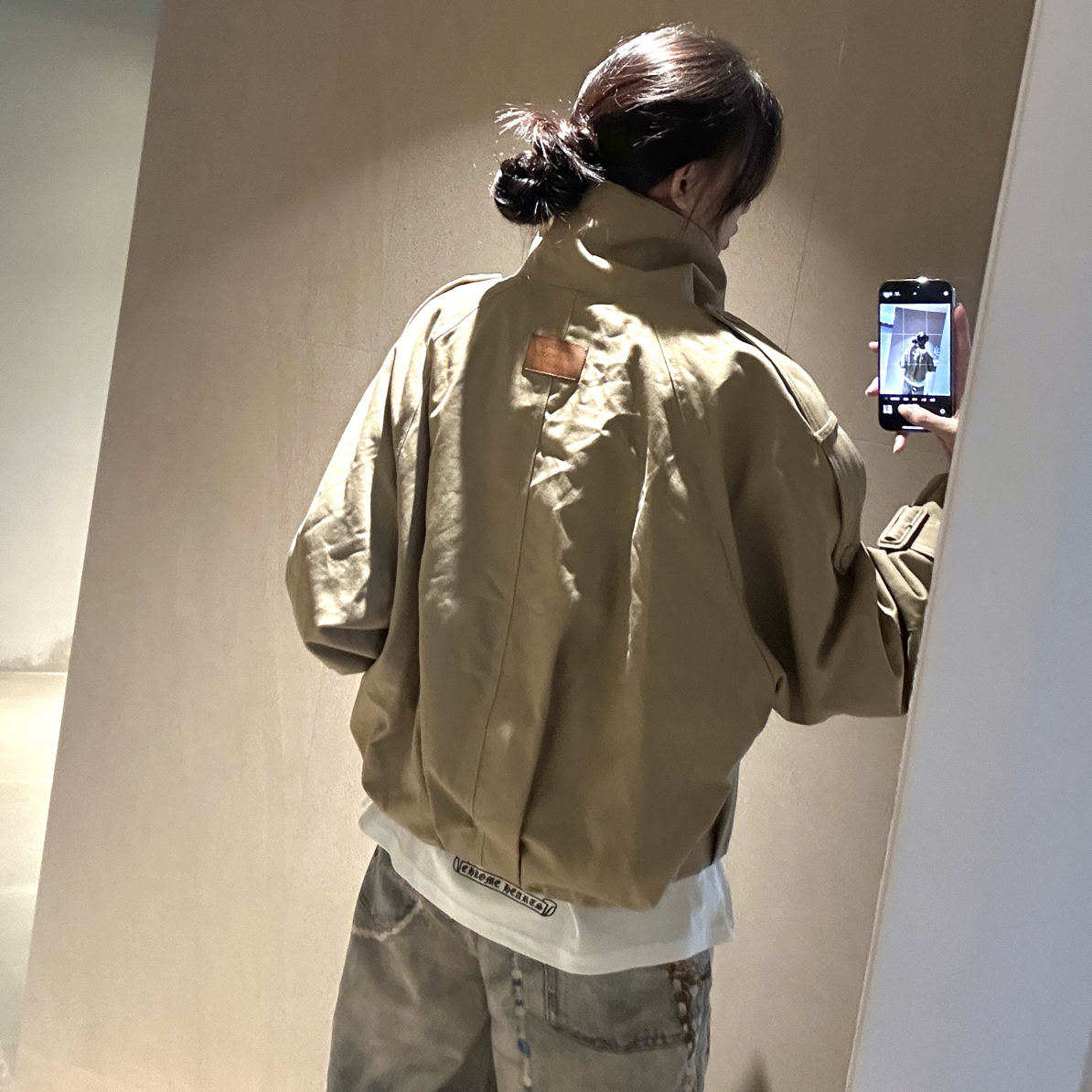 gaogao～25早秋新款双排扣下摆褶皱系短款风衣夹克
