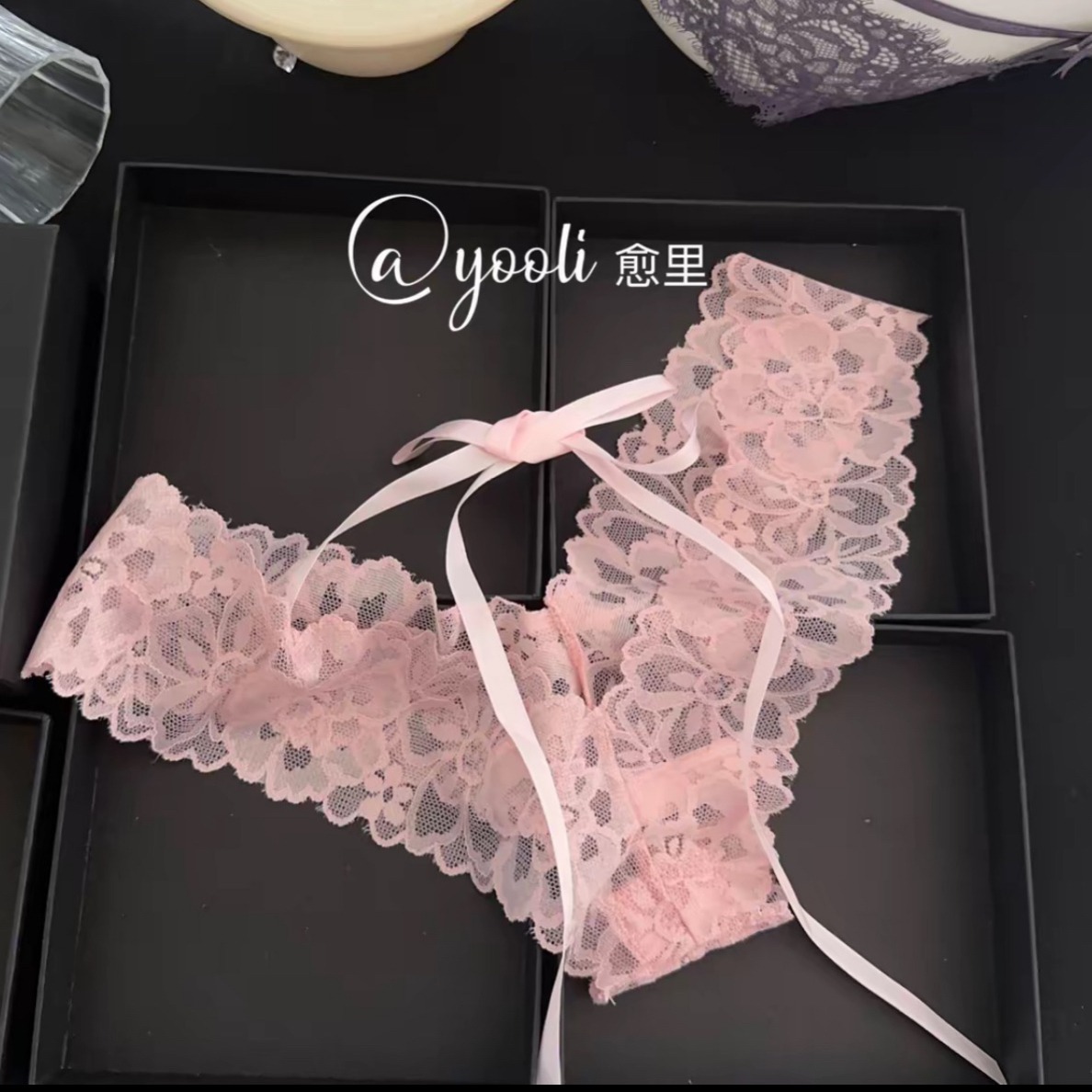 高级感少女性感内裤女蕾丝网纱蝴蝶结背后系带低腰网纱甜美女士