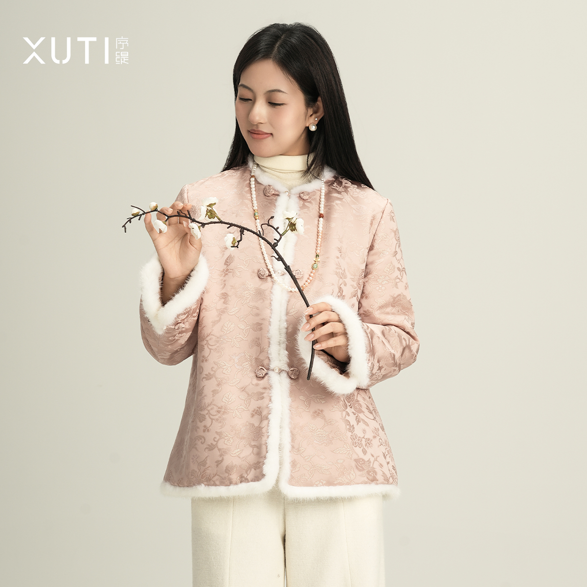 序缇非遗正绢 100%桑蚕丝填充 新中式国风外套女H260-25909