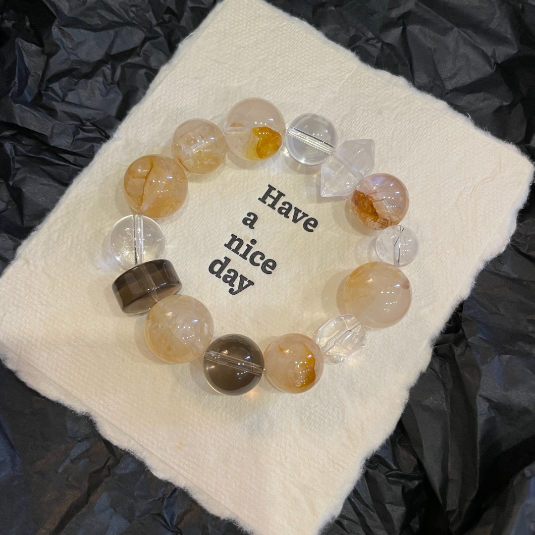 【愈见 】15.5-16mm黄胶花原创天然水晶均有瑕、多样发TY235