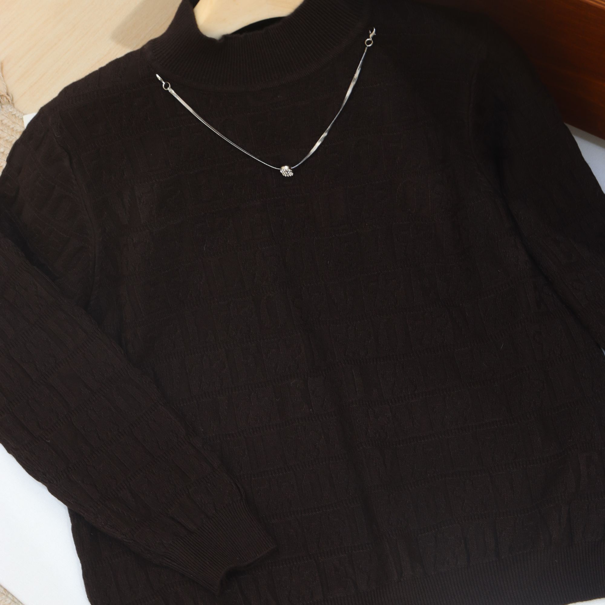 纯色半高领长袖针织圆领秋冬毛针织衫修身型打底衫