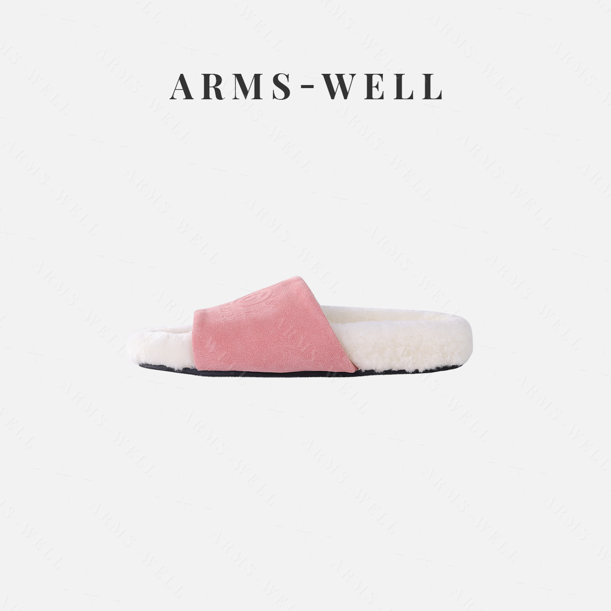 ARMS WELL王囡囡 粉拼白可爱休闲毛毛拖（跟高：3cm）S86