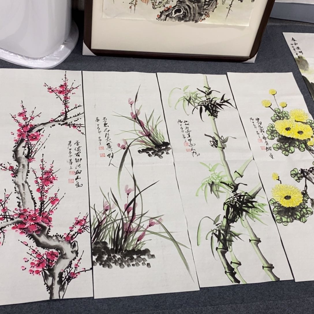 国画100✖️35梅兰竹菊四条屏