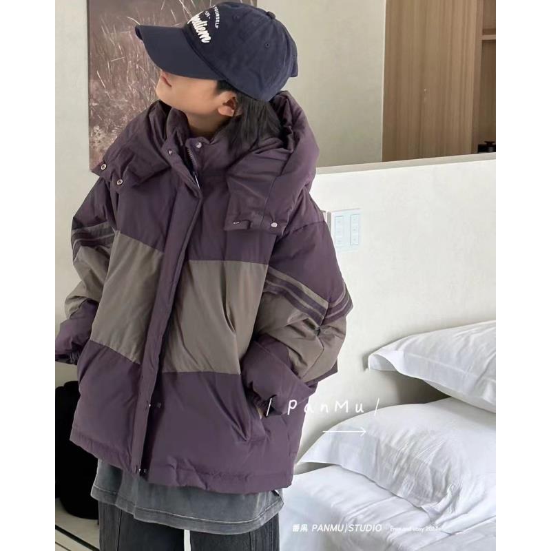 501220《烟紫色》2025韩版精选百搭男童女童冬季连帽洋气舒适羽绒服