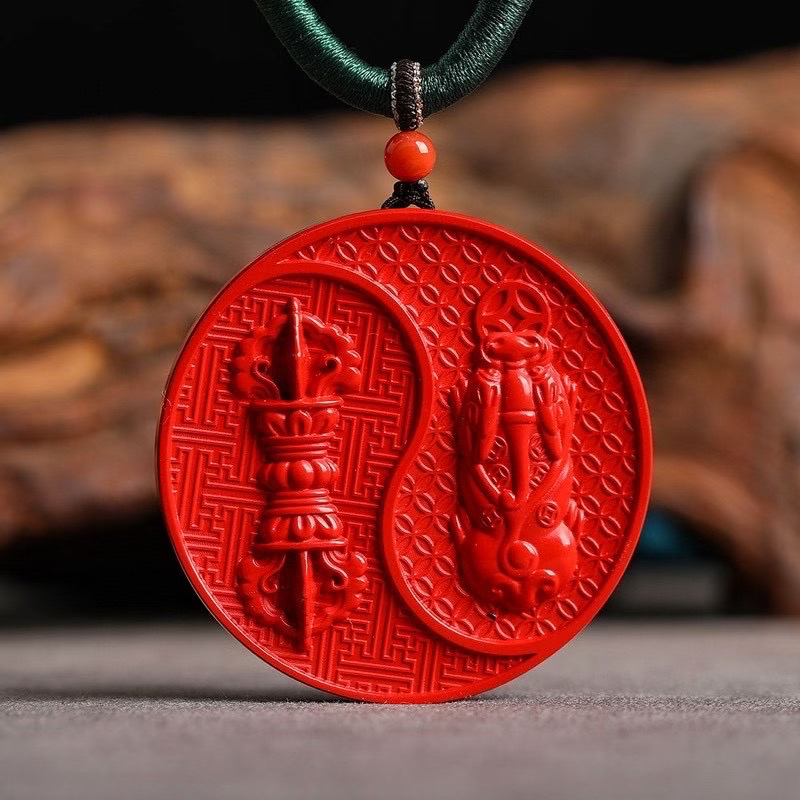 含辰砂工艺品天然原矿高含量朱砂挂件精品红砂【貔貅+金刚杵】吊坠