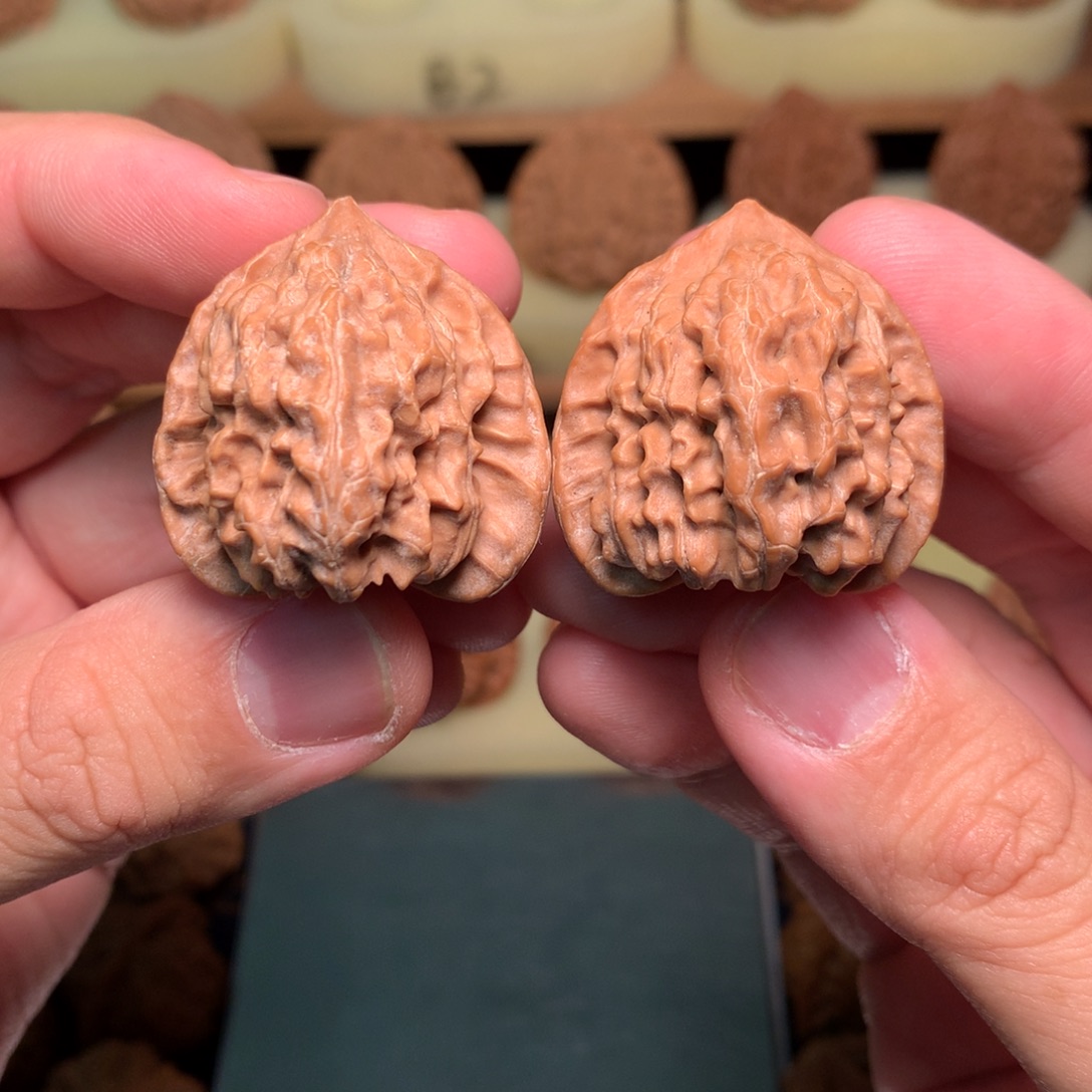 把件文玩核桃33全家福秦岭野生红狮