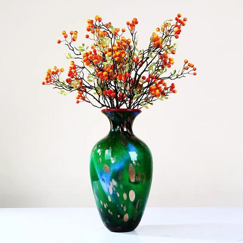 鎏金艺术琉璃花瓶现代轻奢客厅玄关工艺品摆设高档装饰摆件