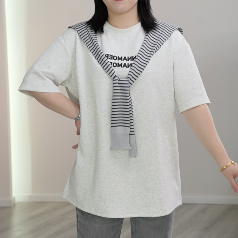 【两件套】重工烫钻披肩短袖T恤简约百搭宽松大码显瘦春夏季上衣女