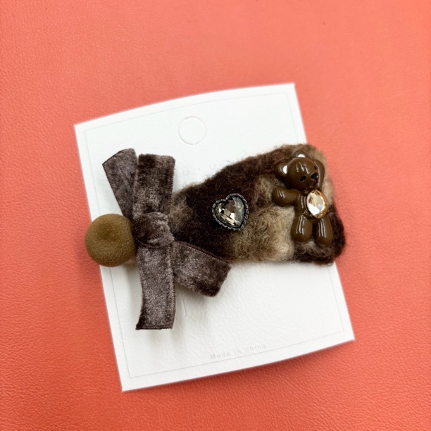 L233夕洛小熊蝴蝶结bb夹高级感掰掰夹简约气质BB夹头饰发饰成人