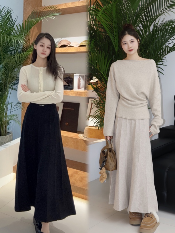 WIWH半裙｜『HQQ专属』绵羊毛➕山羊绒秋冬百搭百褶半裙2E168