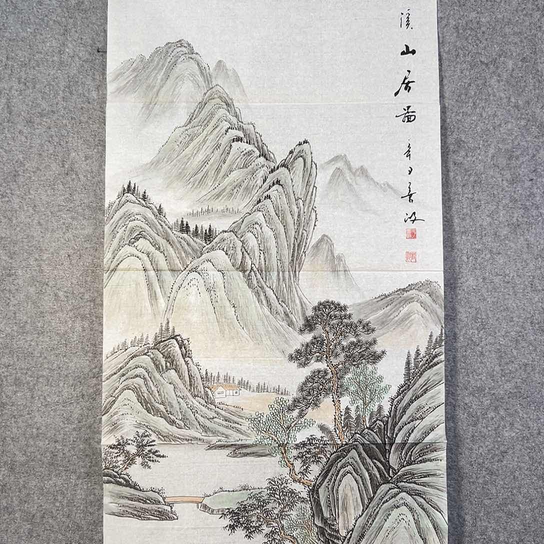 国画790 花鸟在树丛的顶端鸣叫叫声