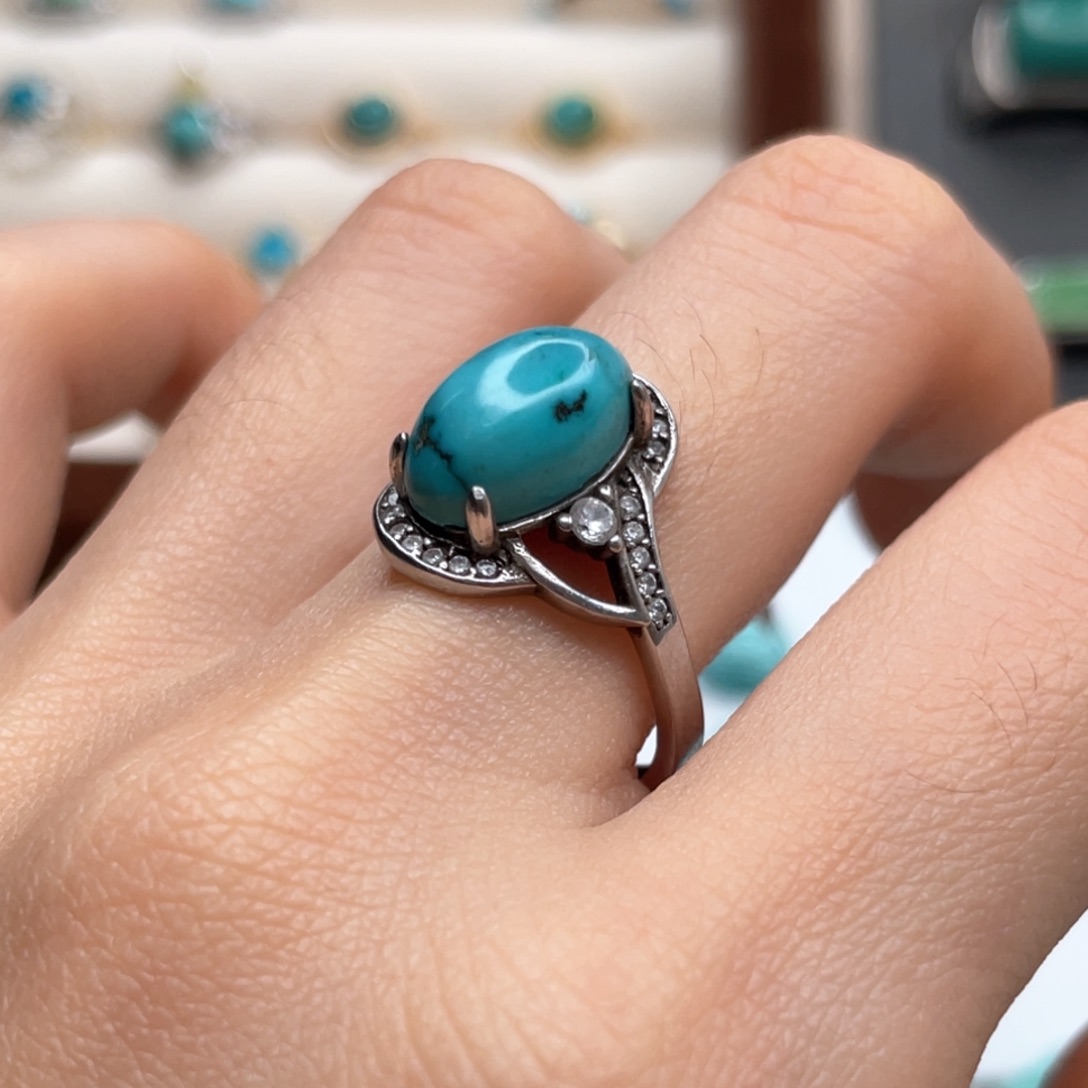 绿松石珠宝奇石银S925镶嵌