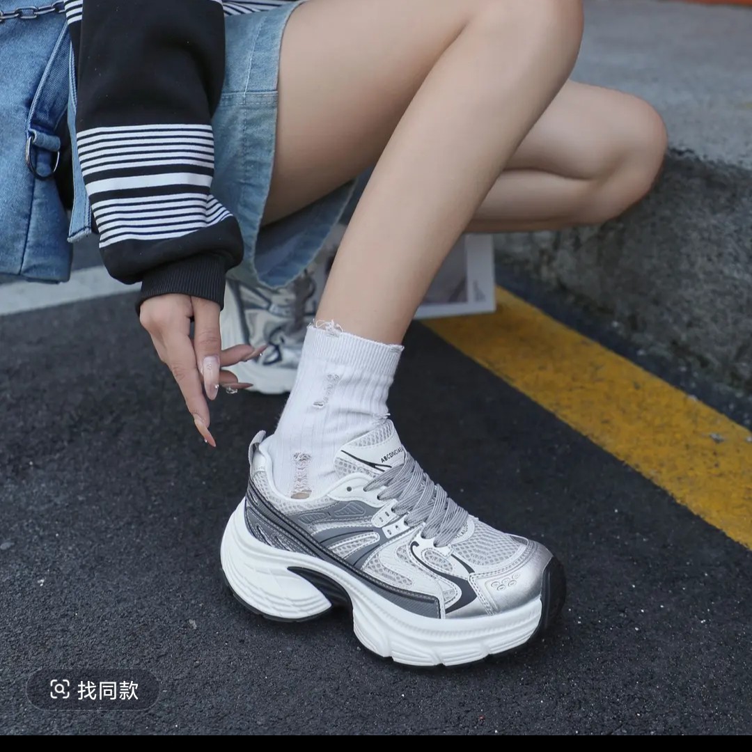 厚底增高老爹鞋女2025春秋季新款爆款女款显脚小潮流休闲运动鞋鞋