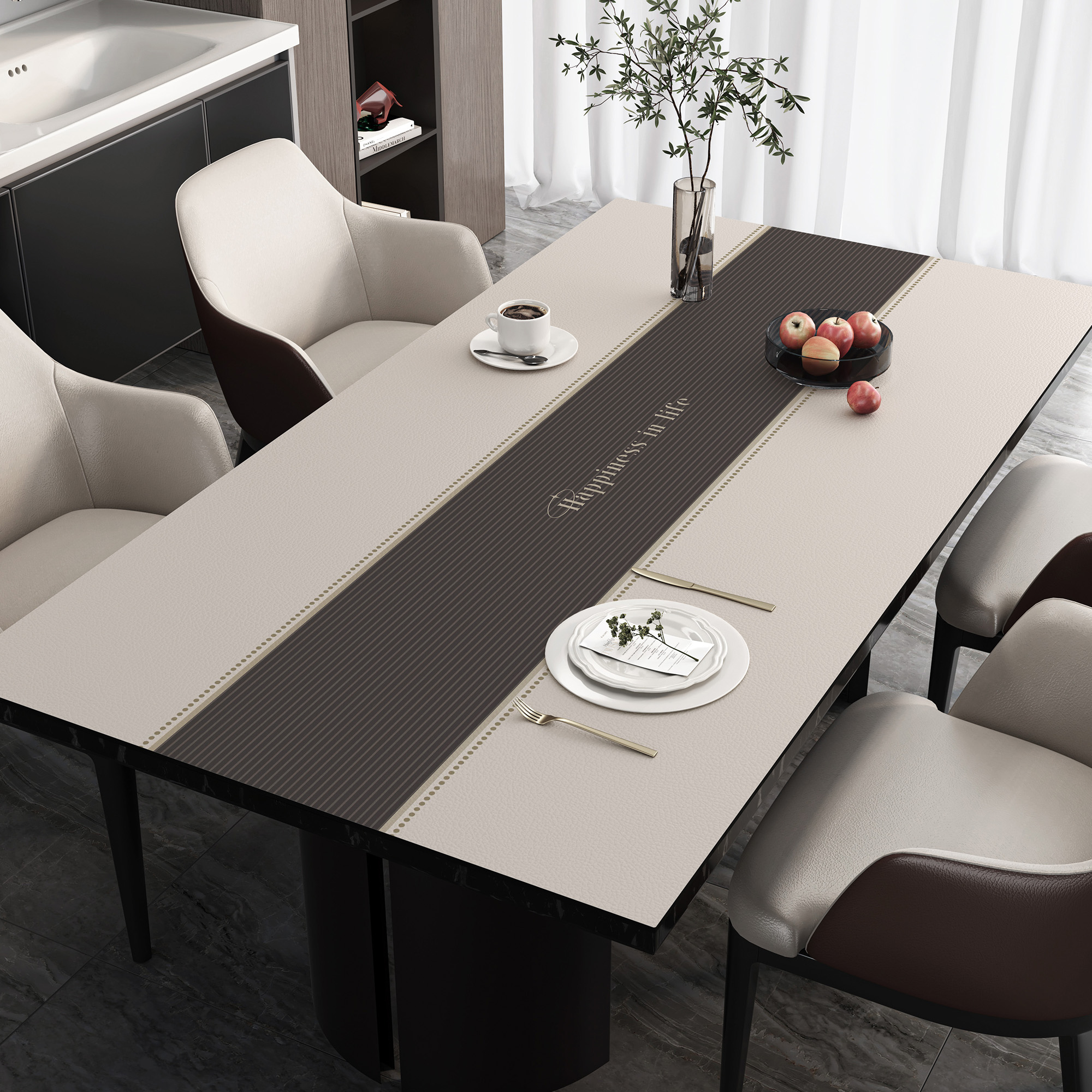 轻奢高级感餐桌垫防水防油防烫免洗桌布皮革隔热长方形茶几桌面垫