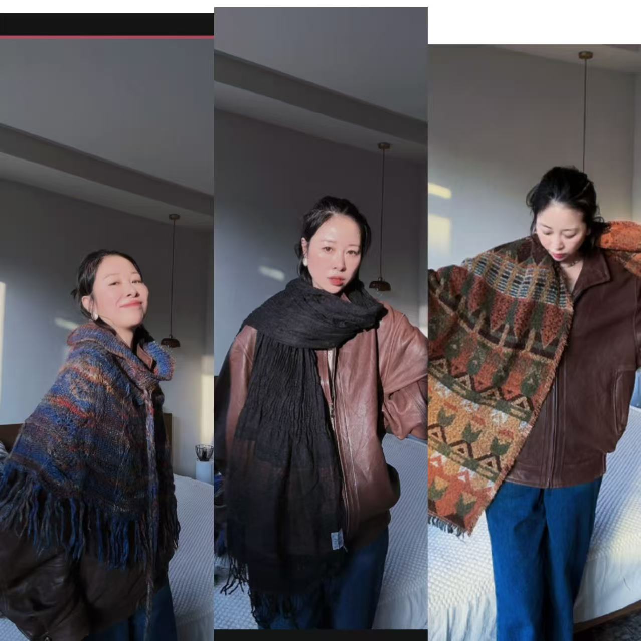 简约可爱彩色围巾针织衫