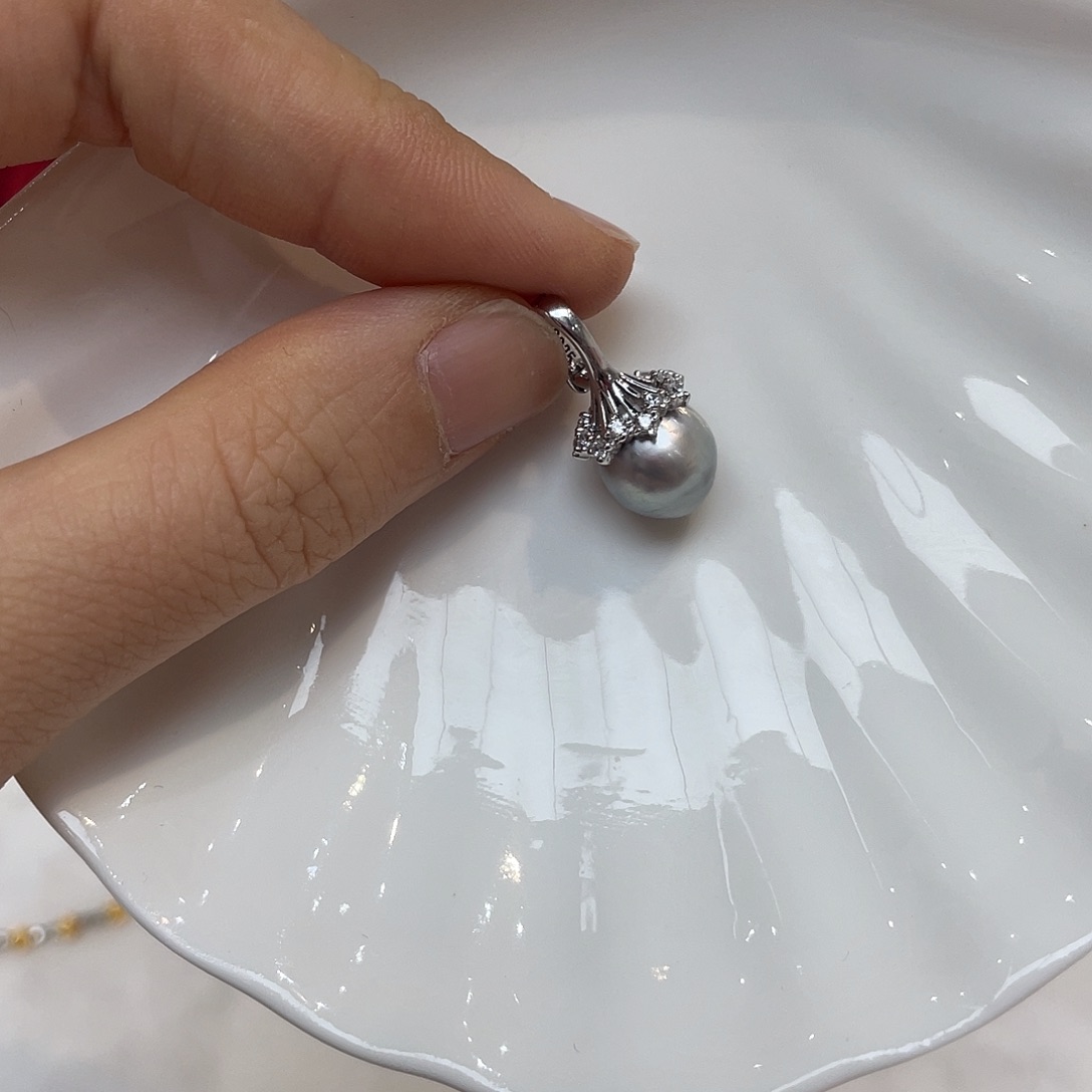 吊坠(不含链)银S925镶嵌海水珍珠