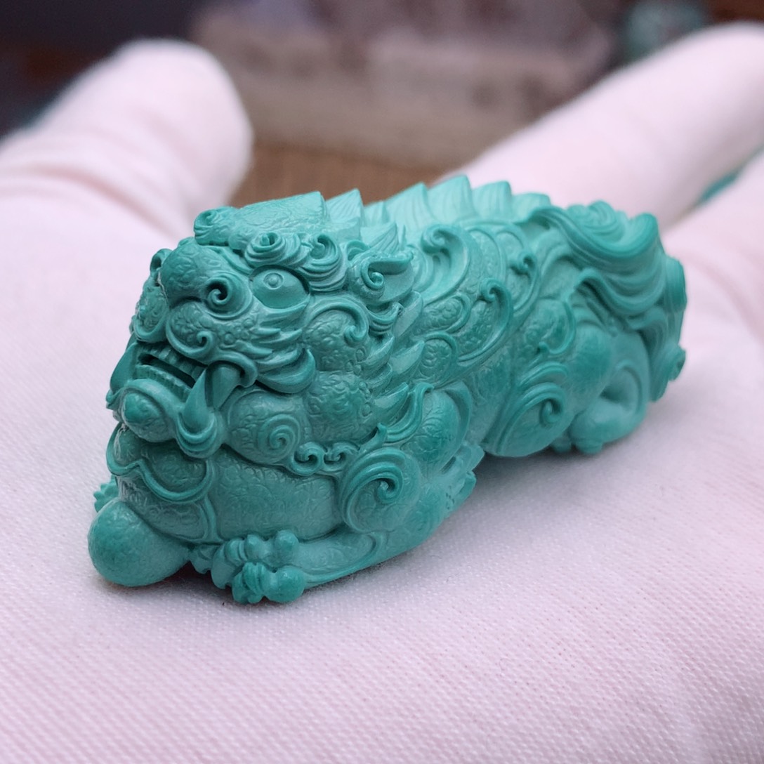 绿松石珠宝奇石未镶嵌飞天貔貅