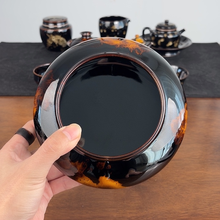 瓷玳瑁釉明炉水洗