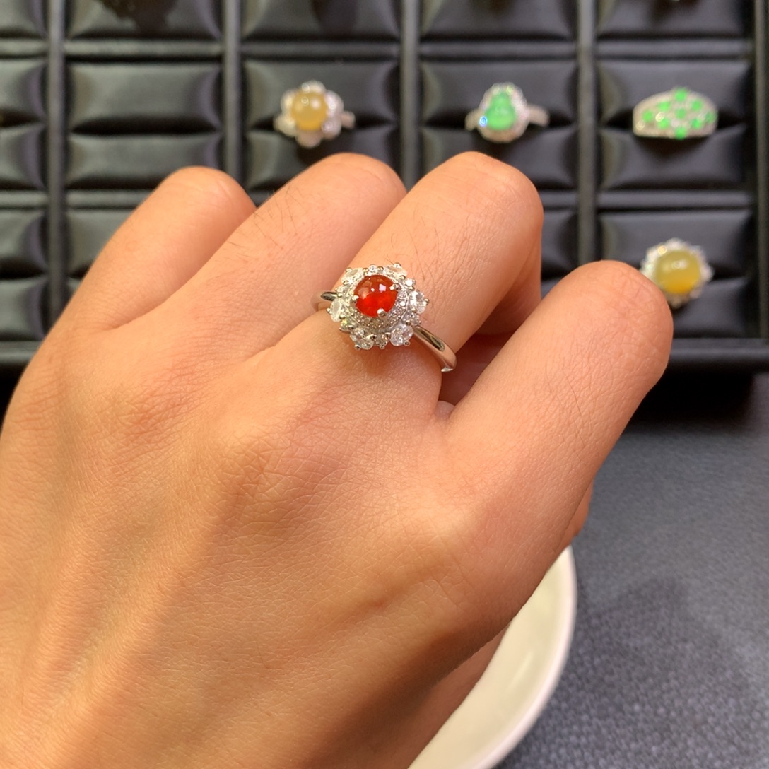 翡翠银S925镶嵌戒指