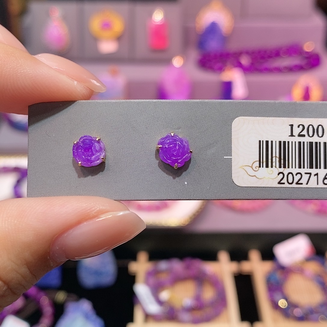 苏纪石（舒俱来）18K金镶嵌耳钉