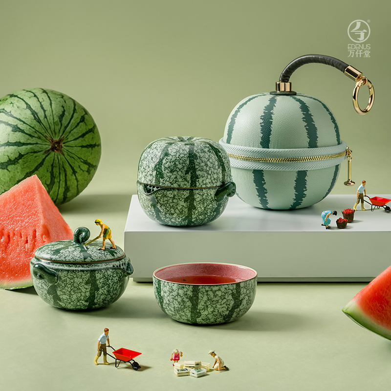 【万仟堂】西瓜快客杯 一壶一杯便携式旅行户外套装