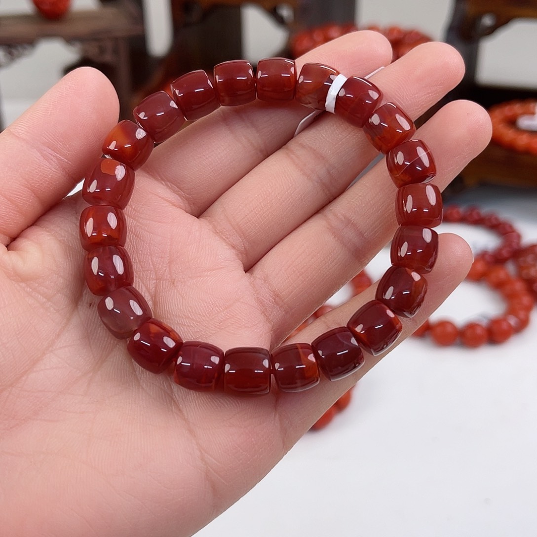 南红玛瑙瓦西直切单圈9mm未镶嵌