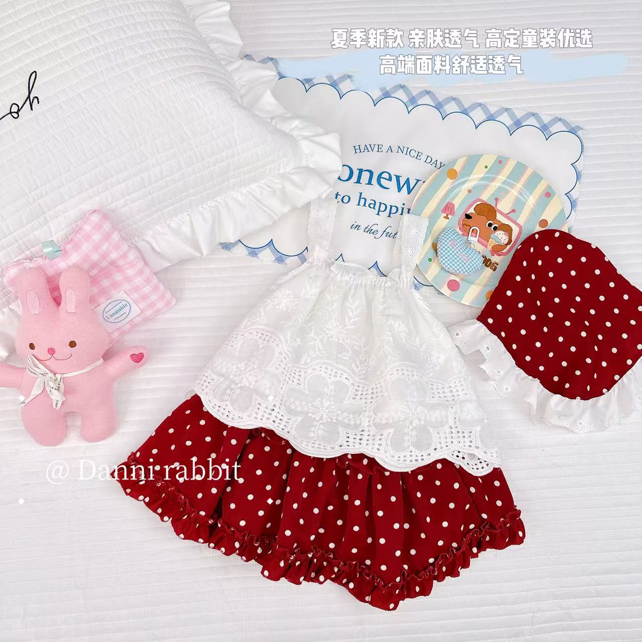 【Dannirabbit】*洋气韩系+纹理感波点裙*女童套装 X-7455