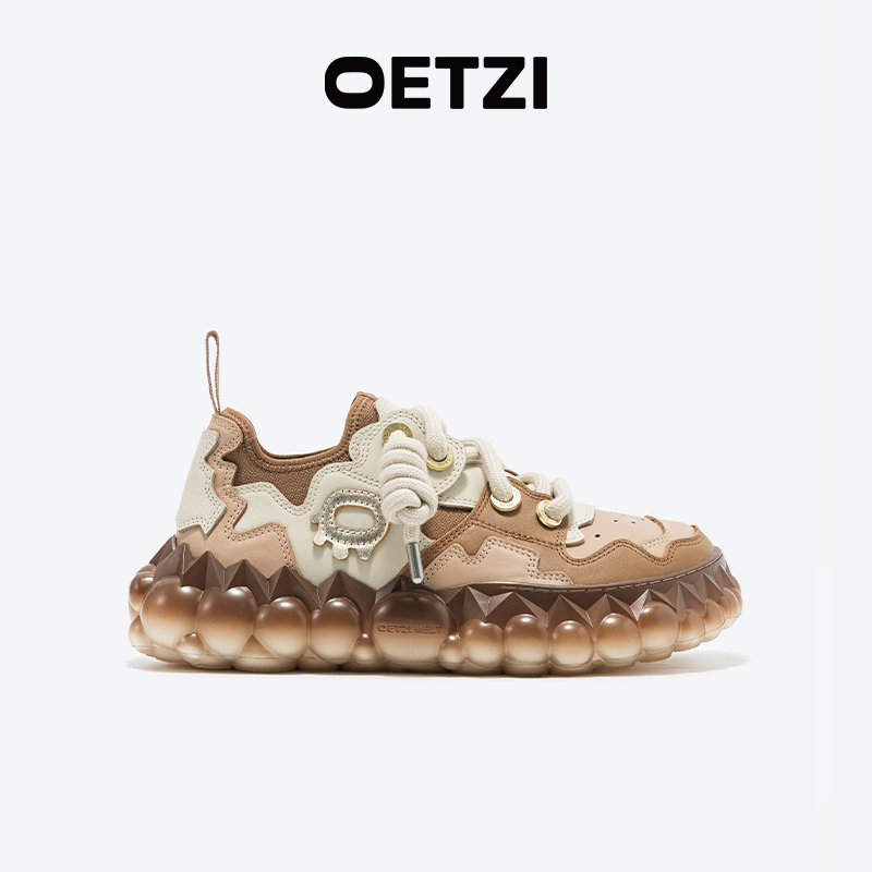 OETZI【融冰系列】冰人奥兹丑萌鞋新款低帮小众时尚情侣潮流浅棕色
