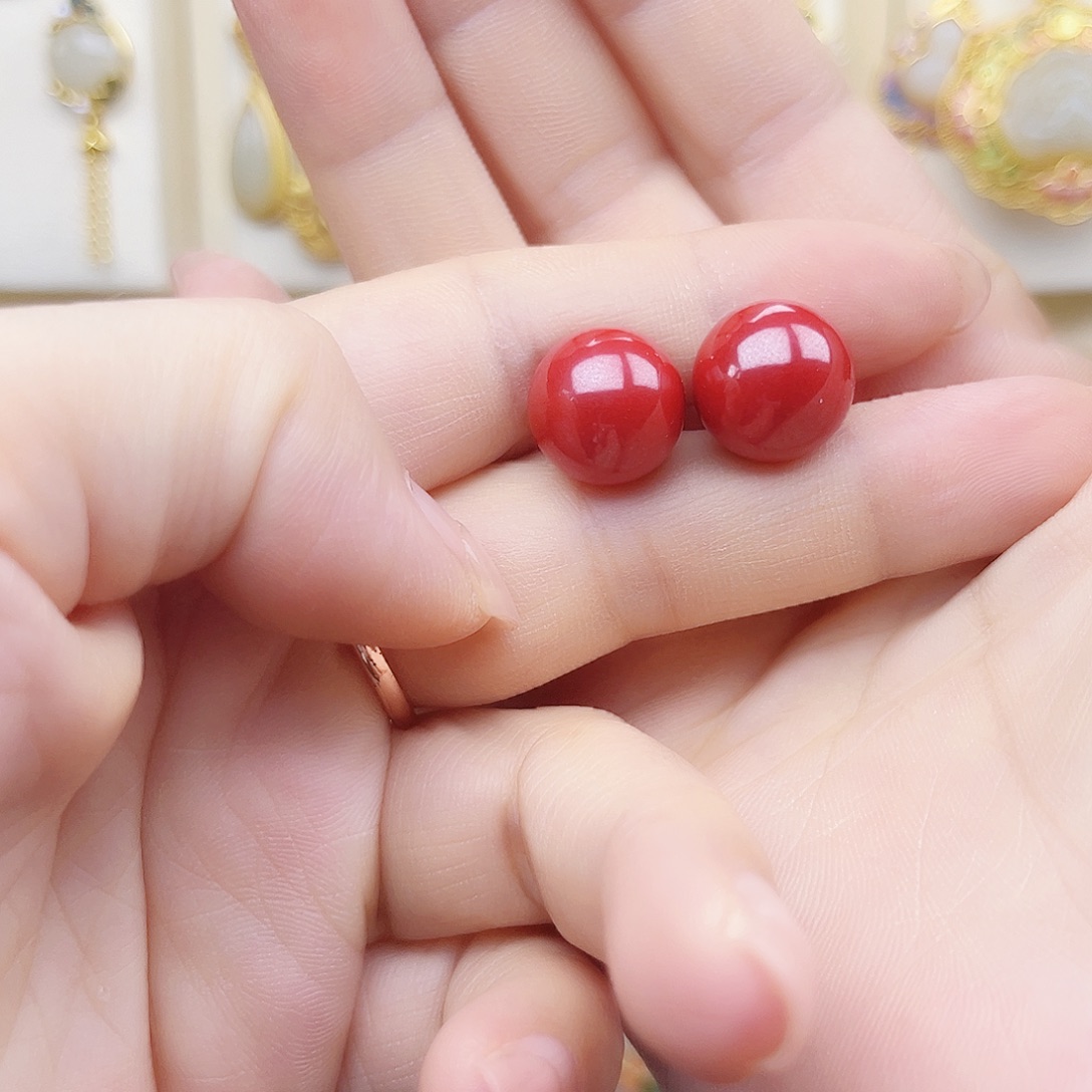 和田玉银S925镀金镶嵌耳饰