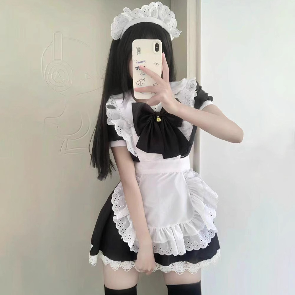 日系可爱少女洛丽塔cosplay黑白色女佣女仆装lolita连衣裙