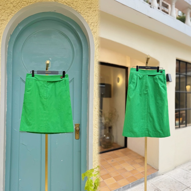 设计师原创日本进口复古绿时尚百搭半裙