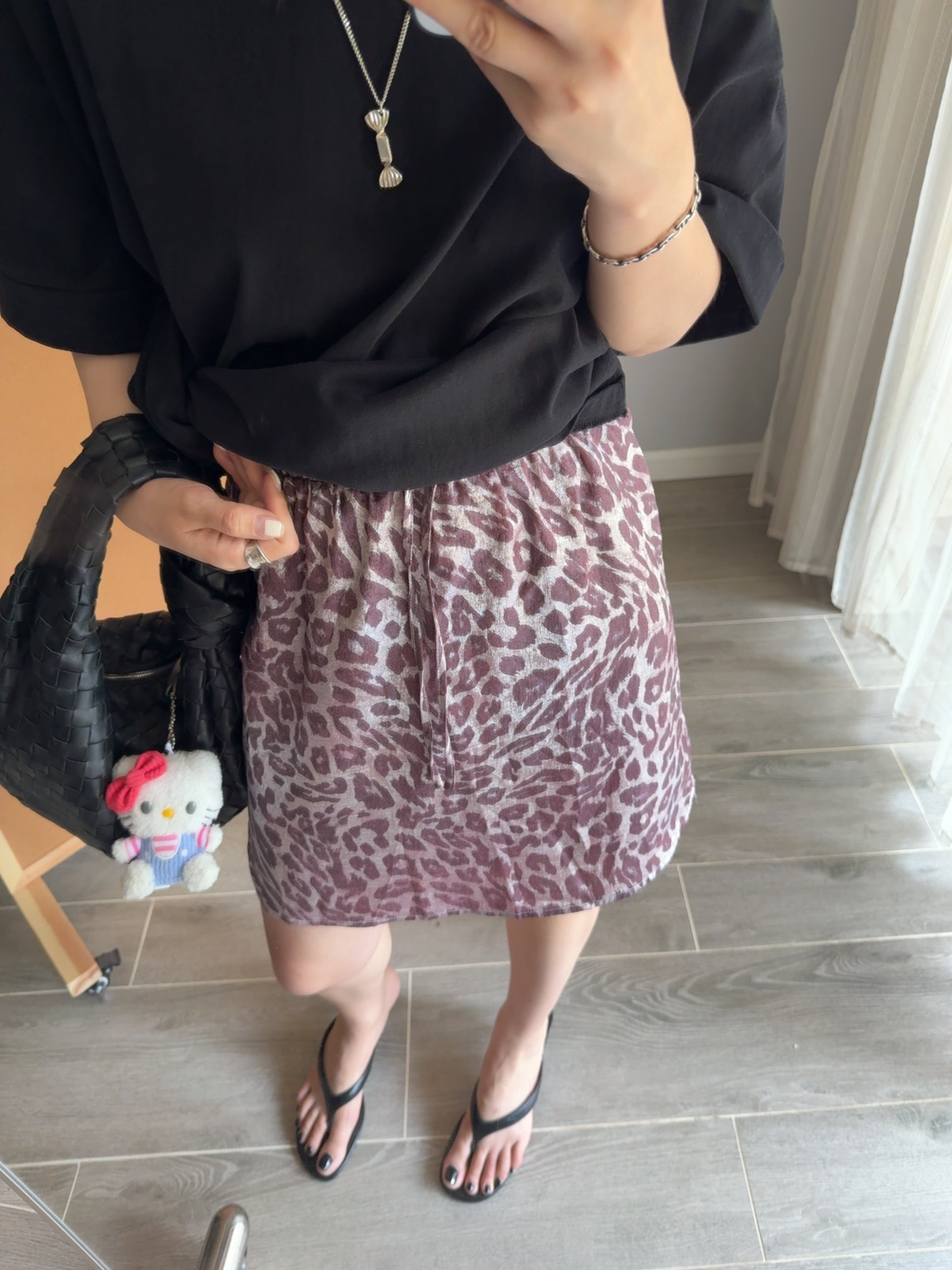 embrace松紧带常规款粉色豹纹短裙半身裙