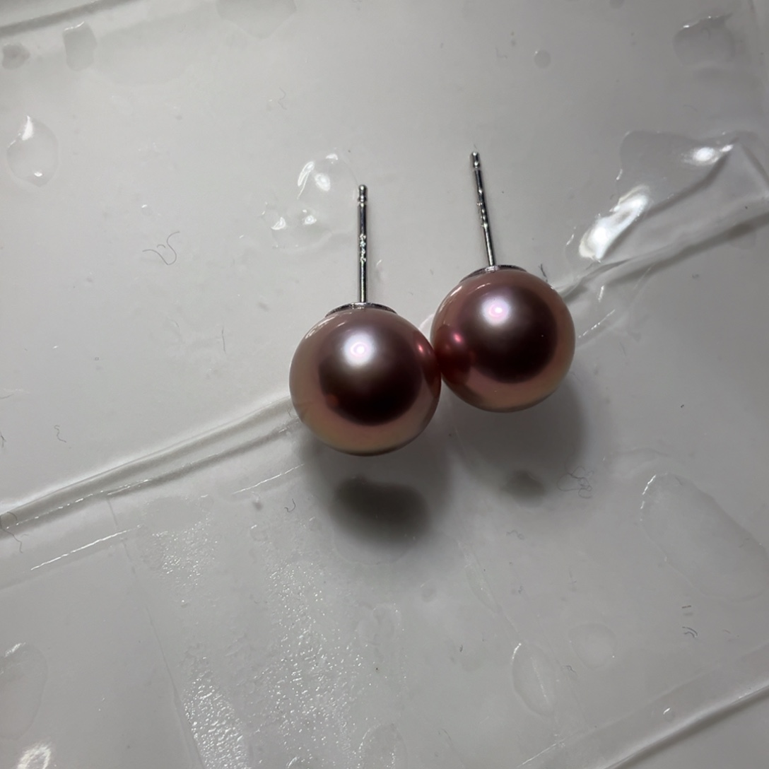 耳饰银S925镶嵌淡水珍珠