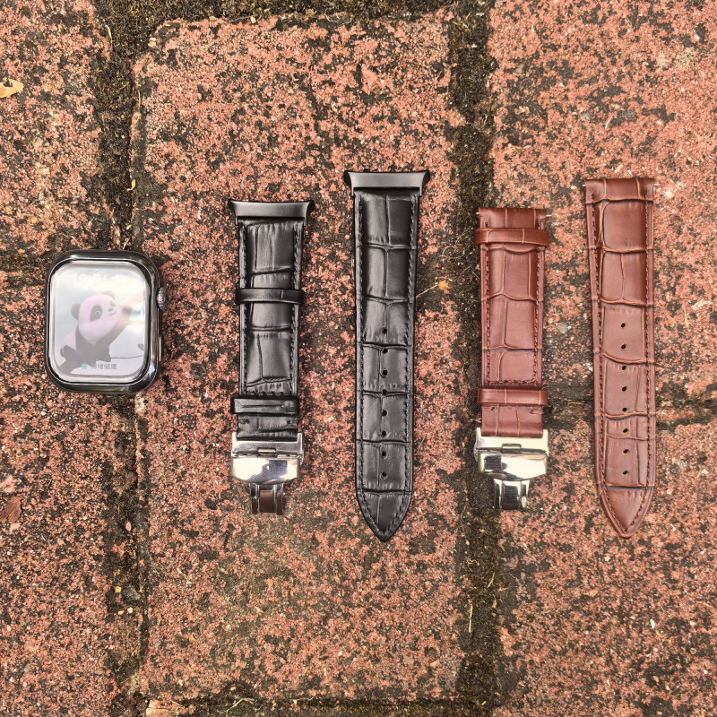 适用华为WATCHD2真皮带头层牛皮表带LCA-B10蝴蝶扣手表配件表链