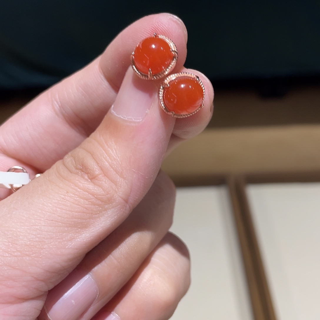 南红玛瑙合金吊坠(不含链)一对