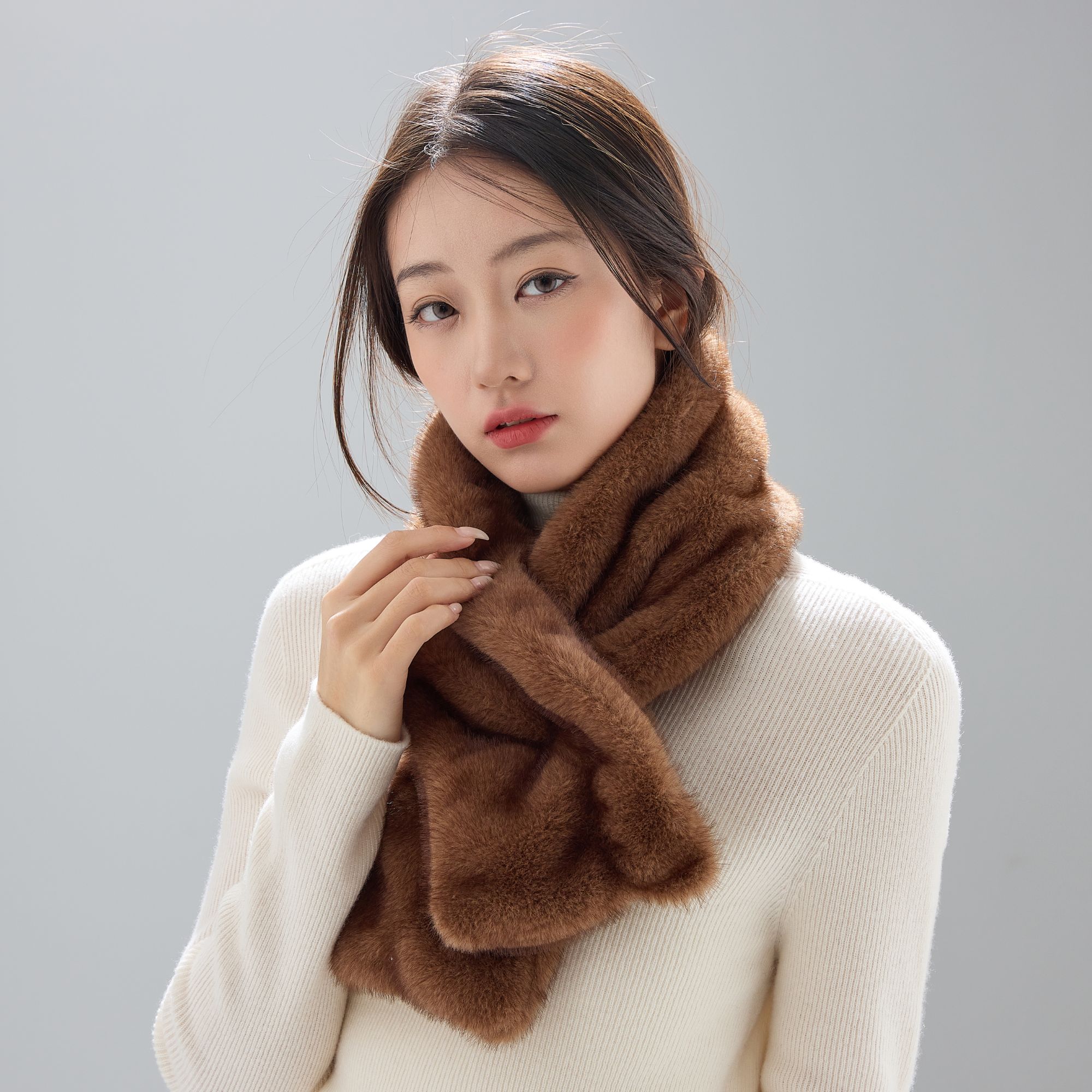 丹麦毛毛围巾男女通用常规款保暖简约加厚毛时尚围脖纯色甜美百搭