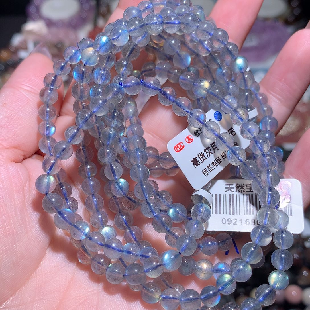 未镶嵌手链水晶灰月光多圈5咪