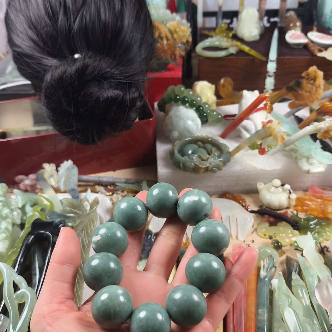 蛇纹石玉发饰合金