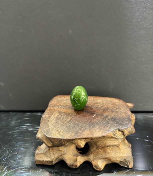 和田玉碧玉桶珠·钱币纹